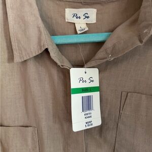 Per Se Taupe Button-Up Shirt